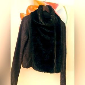 Pre-Own Loft Black Faux Fur Jacket size  M